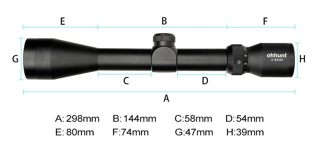 ohhunt 3-9X40 Riflescope + Scope Mounts - Tactical Gear Direct