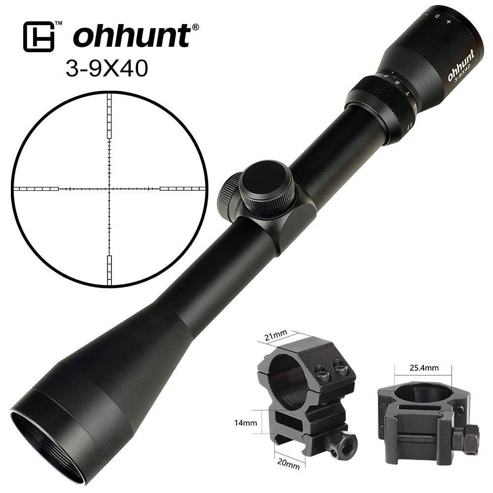 ohhunt 3-9X40 Riflescope + Scope Mounts - Tactical Gear Direct