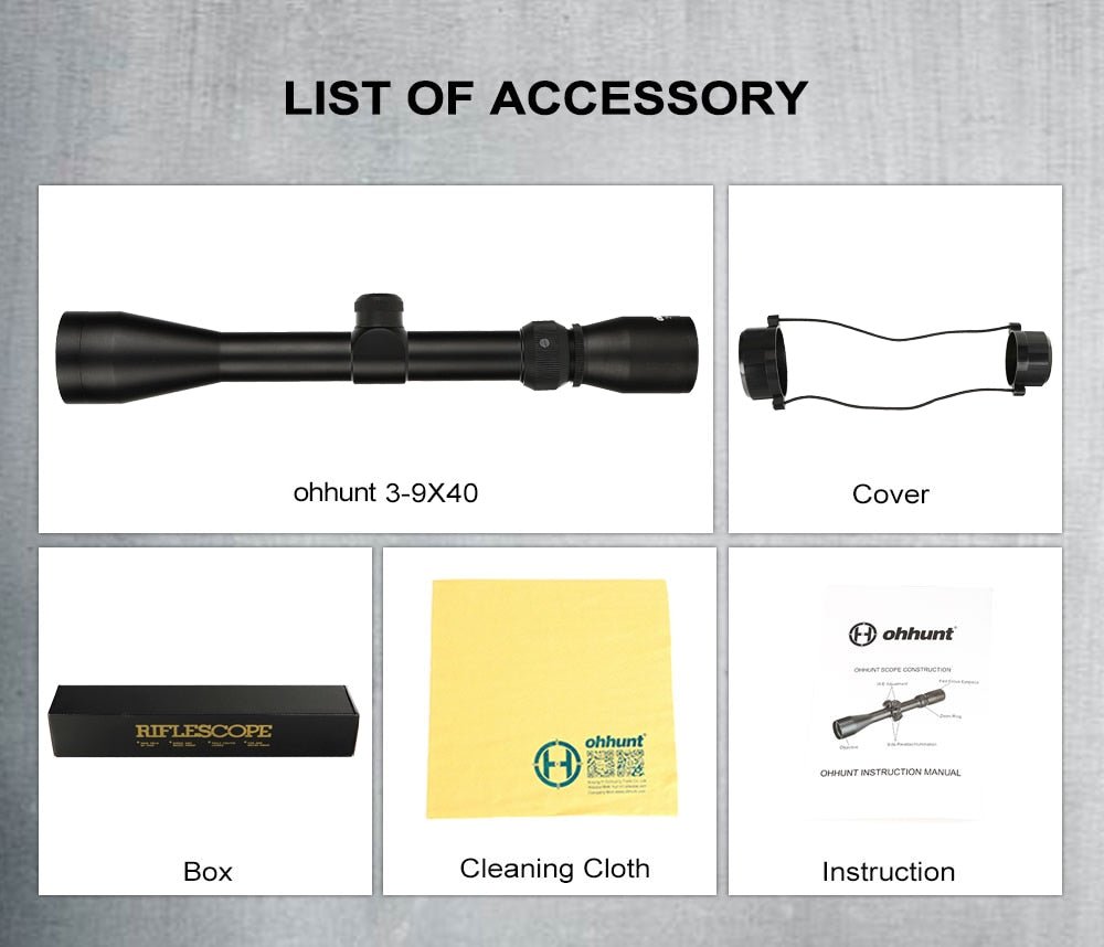 ohhunt 3-9X40 Riflescope + Scope Mounts - Tactical Gear Direct